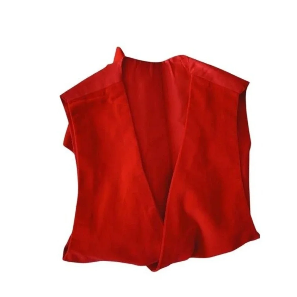 Y2K Red Velvet Button Front Statement Vest Sleeveless Top - Picture 5 of 5